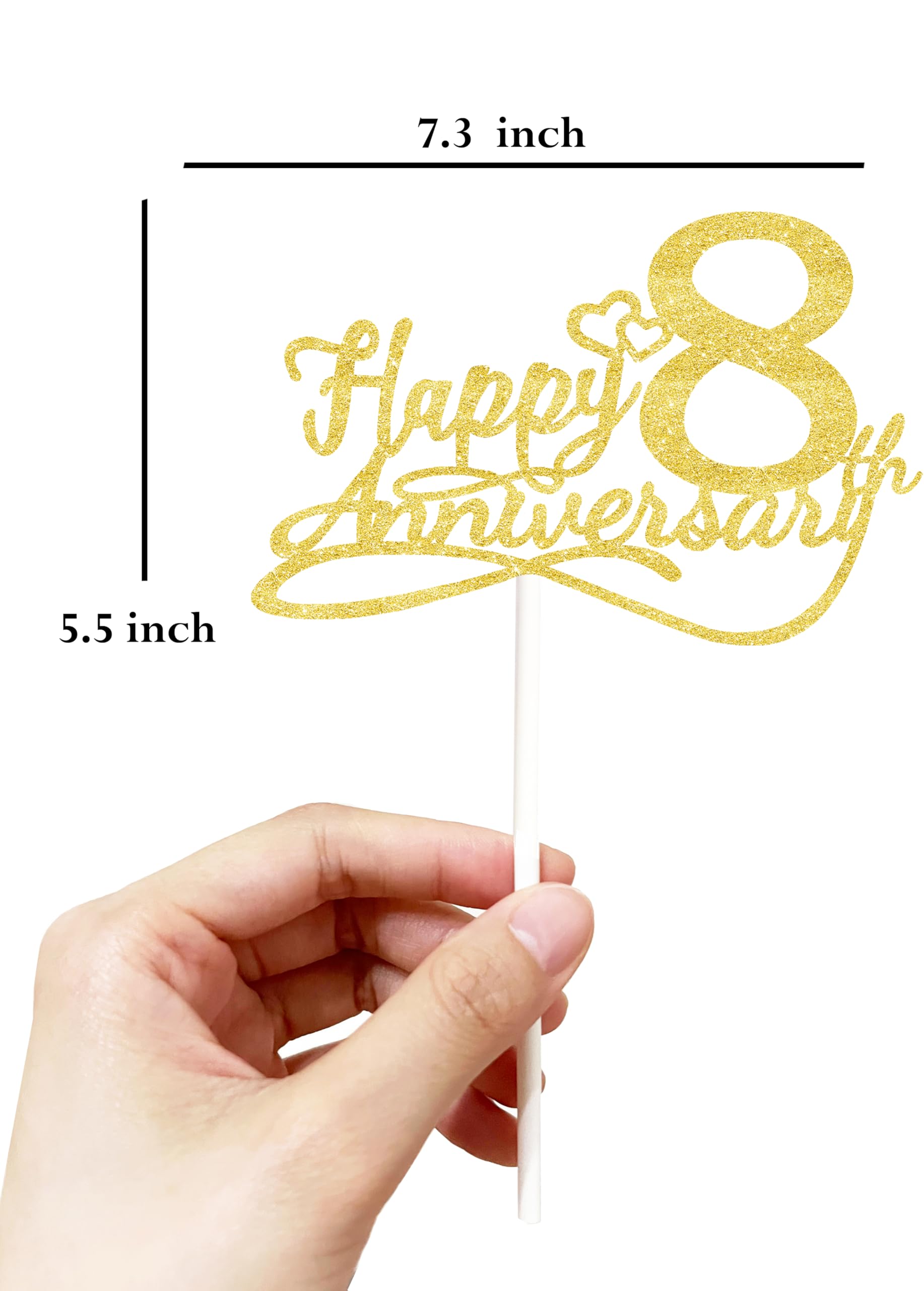 Amazon.com: veegood Happy 8th Anniversary Cake Toppers - 8th